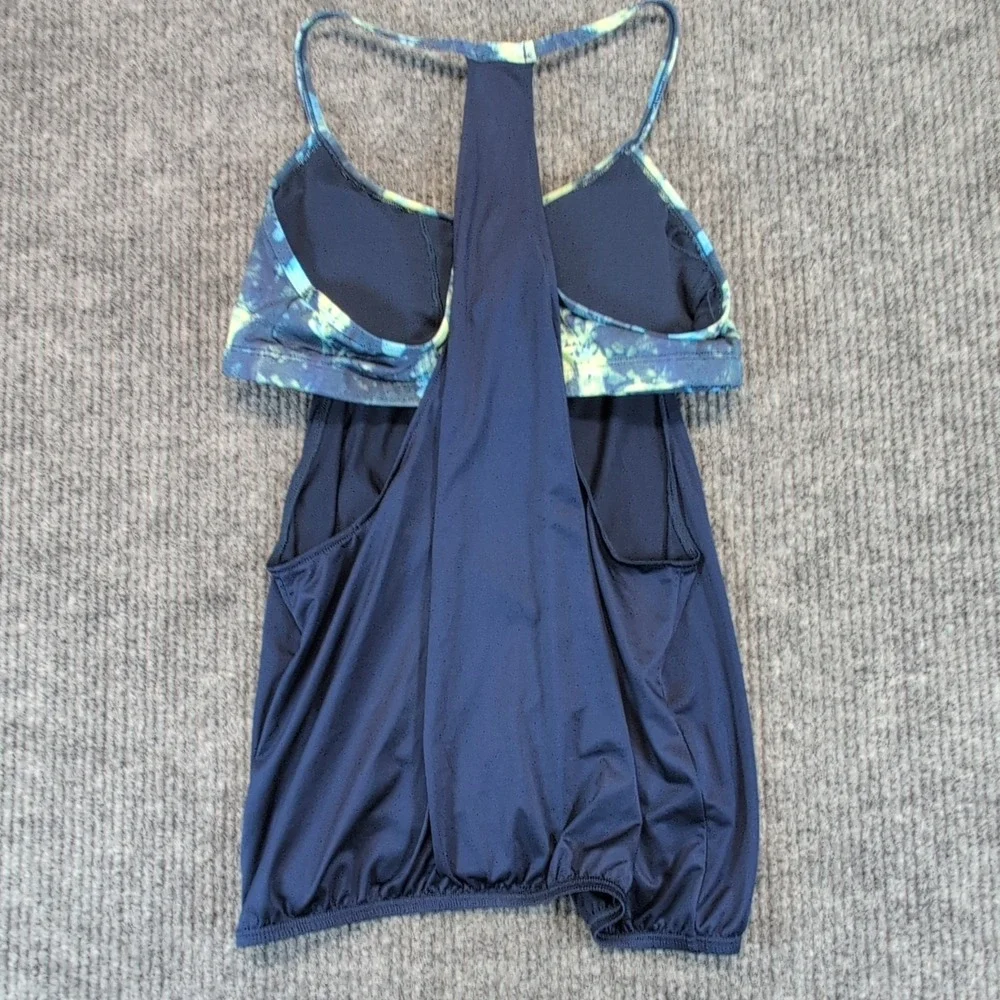 Nike Women's M Tank Top Built-In Bra Navy/Green Racerback Lightweight